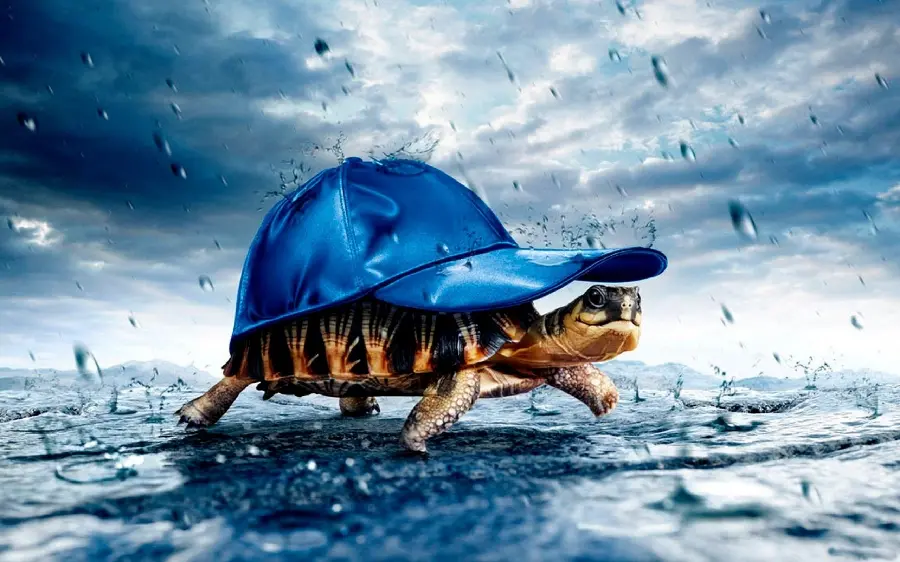 The most up-to-date and newest fantasy profile picture of a turtle in the rain digital artwork