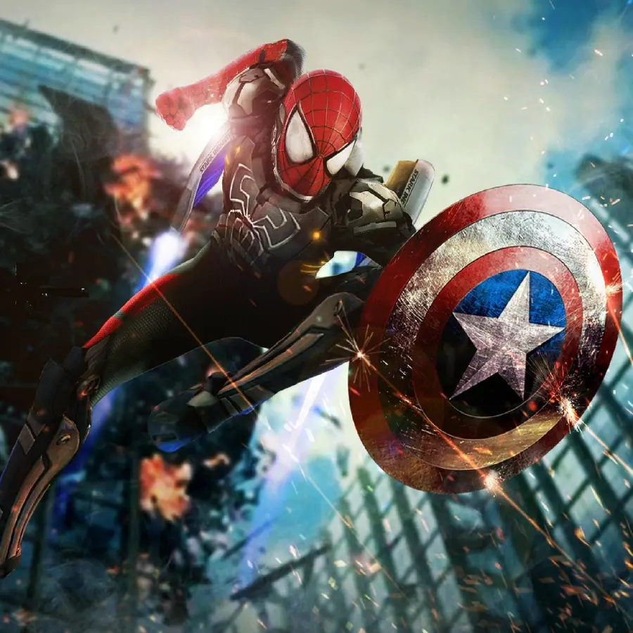 Spider-Man Photo with Marvel Shield HD Quality 
