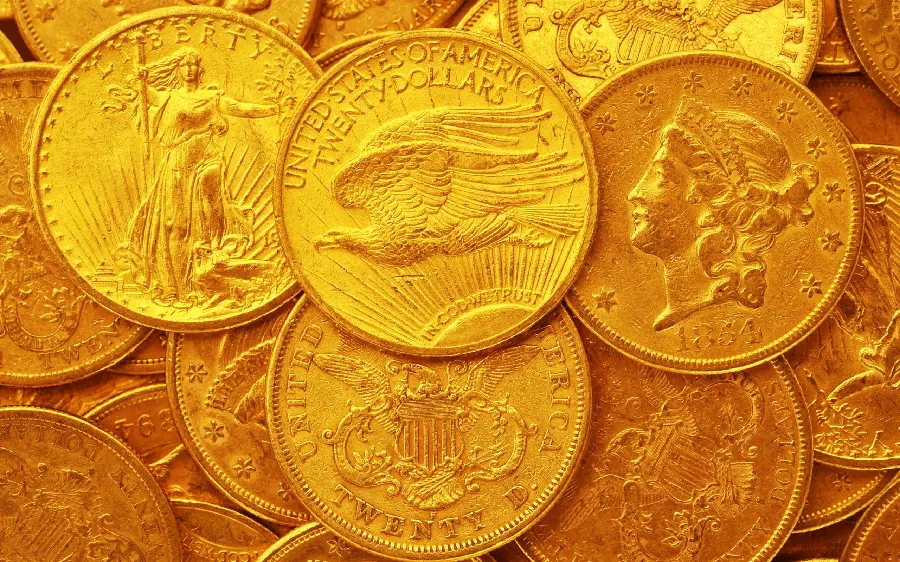Download Full HD Stock Image of American Gold Dollar Coins 