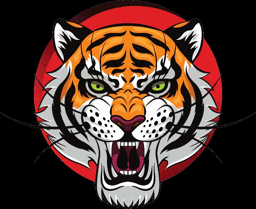 Ready-made Circular Tiger Face Logo PNG with Black Background 