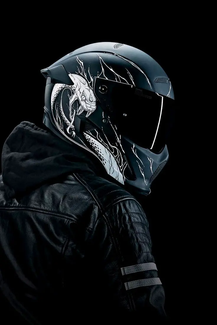 Cool picture of a motorcyclist with a dragon helmet for WhatsApp profiles