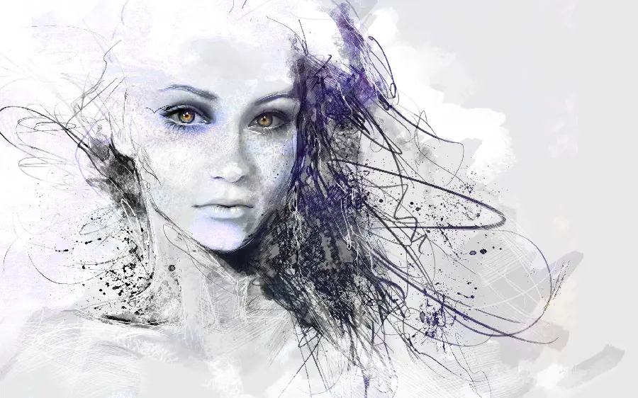 Minimalistic style female face canvas art design for posters and prints
