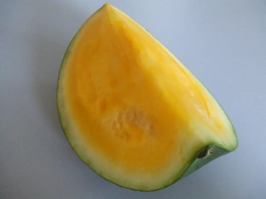 Amazing photo of a yellow and strange watermelon