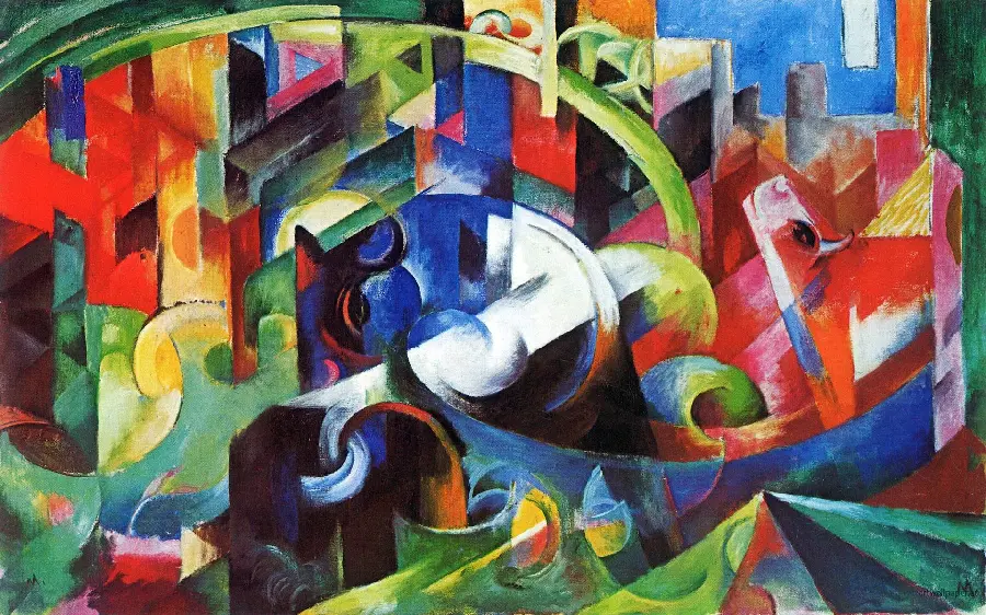 Download full HD photo of Wassily Kandinsky's fantasy graphic painting with cheerful colors 