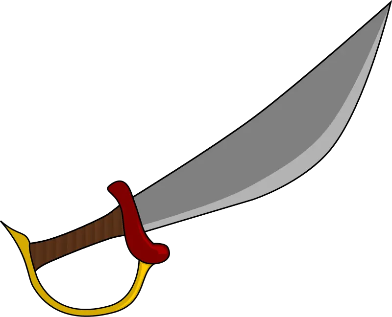 Cartoon image of a sword with a broad silver blade teleported