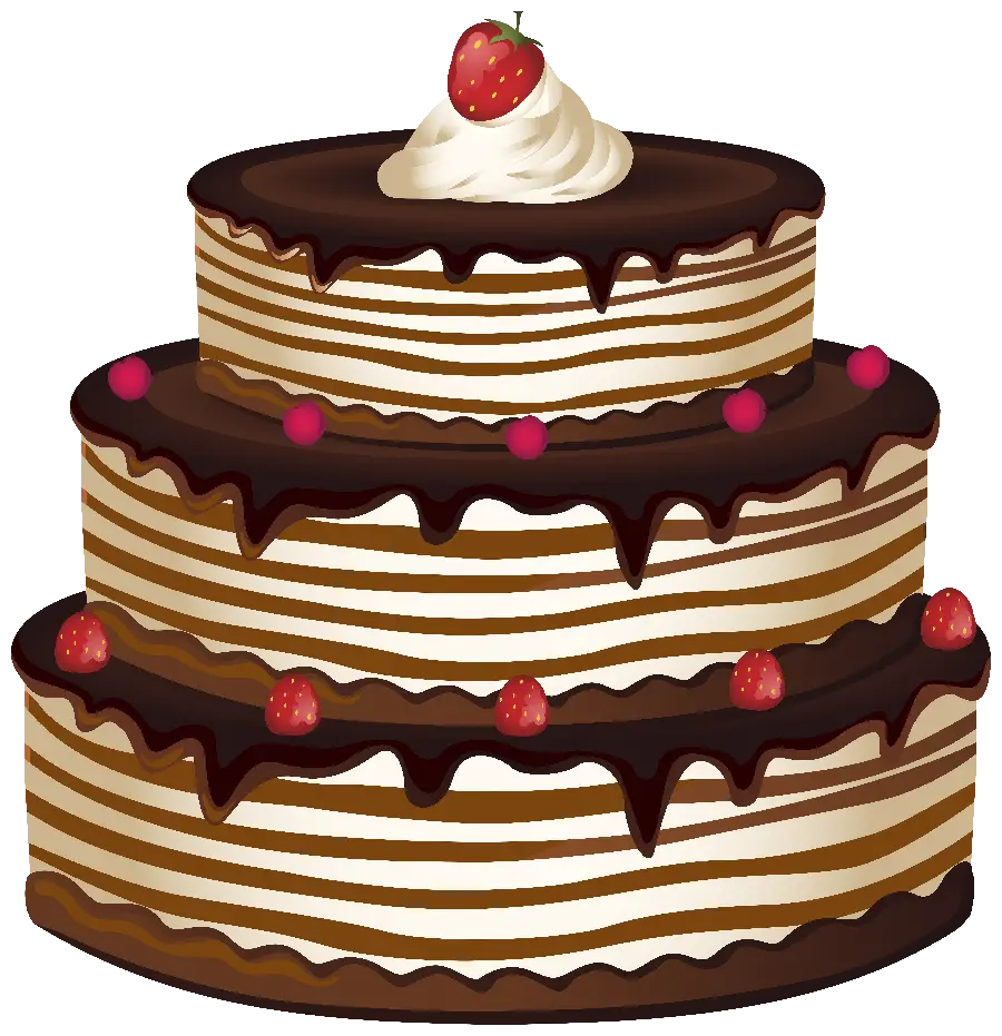 Super special background of three-tiered chocolate strawberry cake