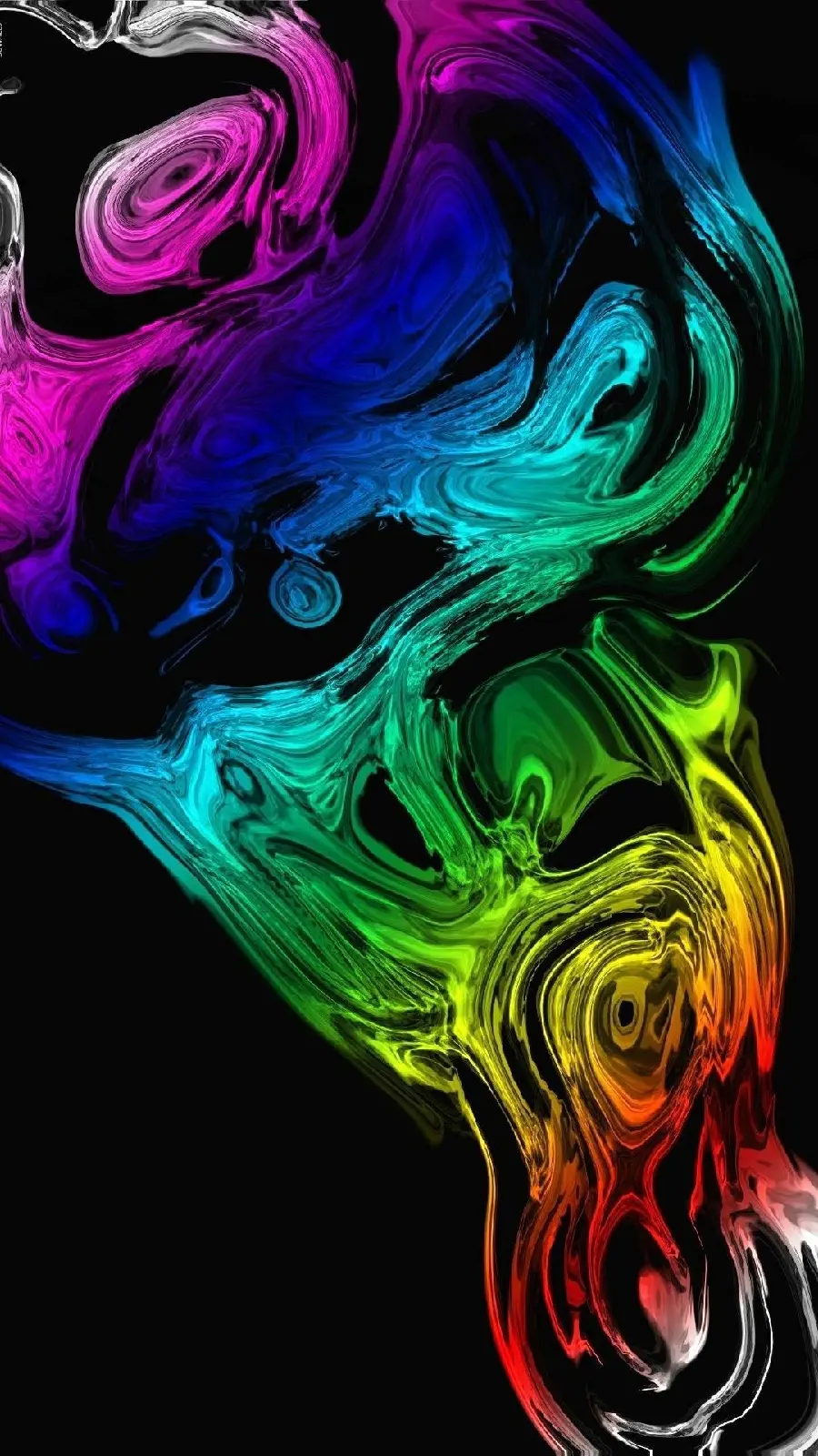 Rainbow liquid image with a black background for abstract style lovers