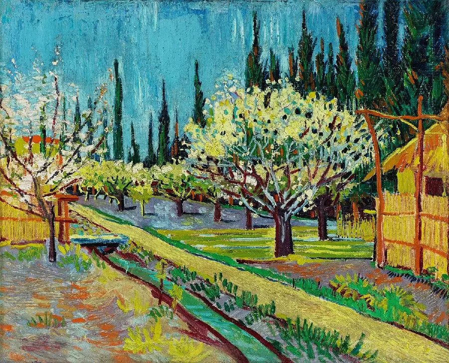 A very beautiful and dreamy painting of nature and the road of Fauvism