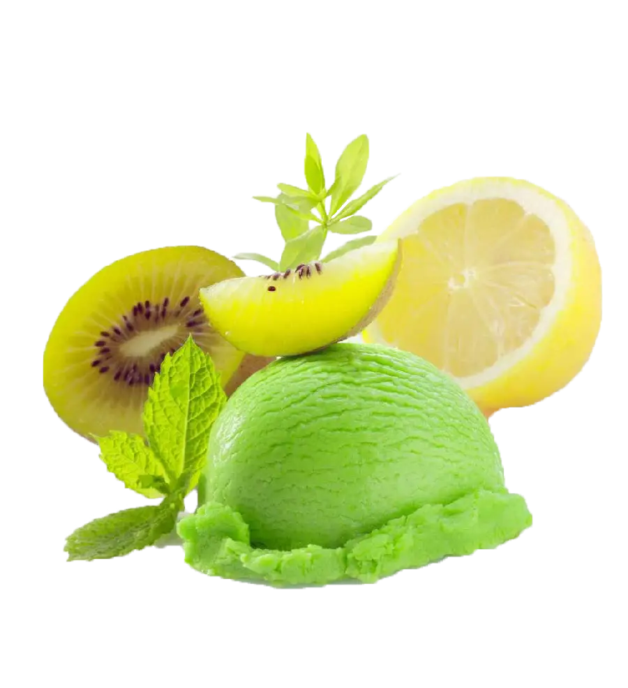 Free image of a kiwi-flavored ice cream scoop decorated 