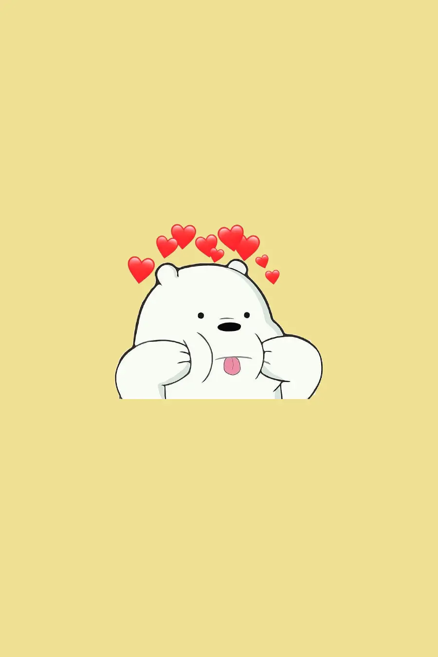  Cute googly photo of white bear with red hearts on its head 