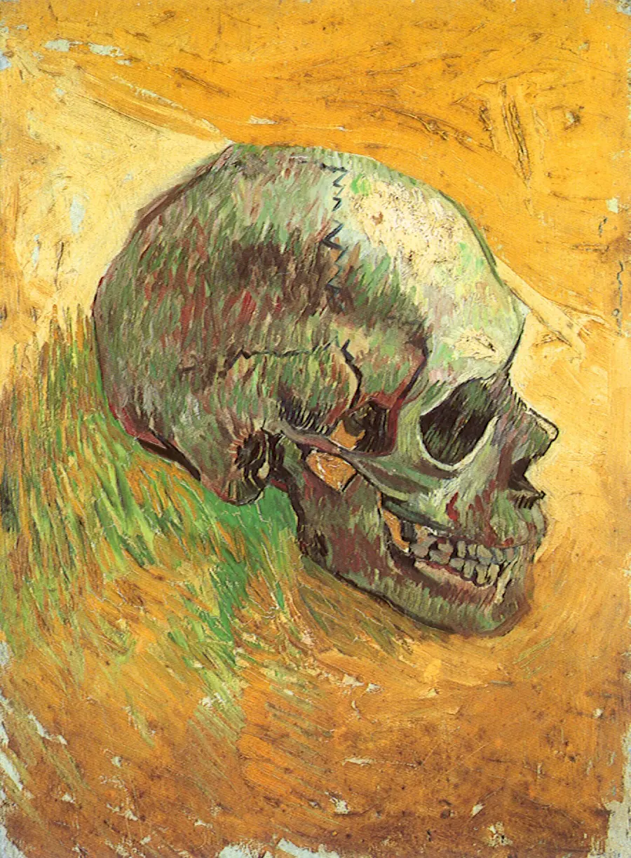A Photo of an Interesting and Scary Painting by Vincent Van Gogh, Skeleton