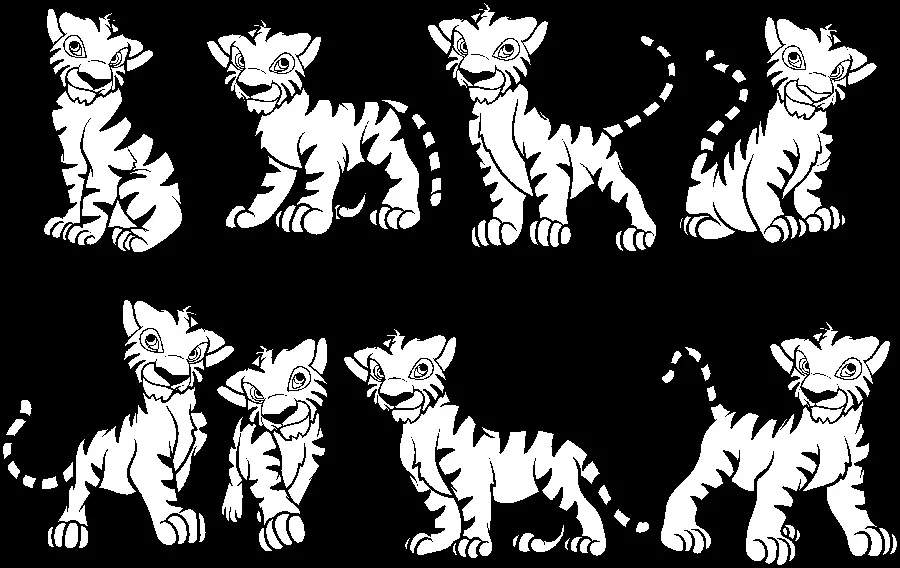 Highest Quality Black and White Tiger PNG Image with Black Background