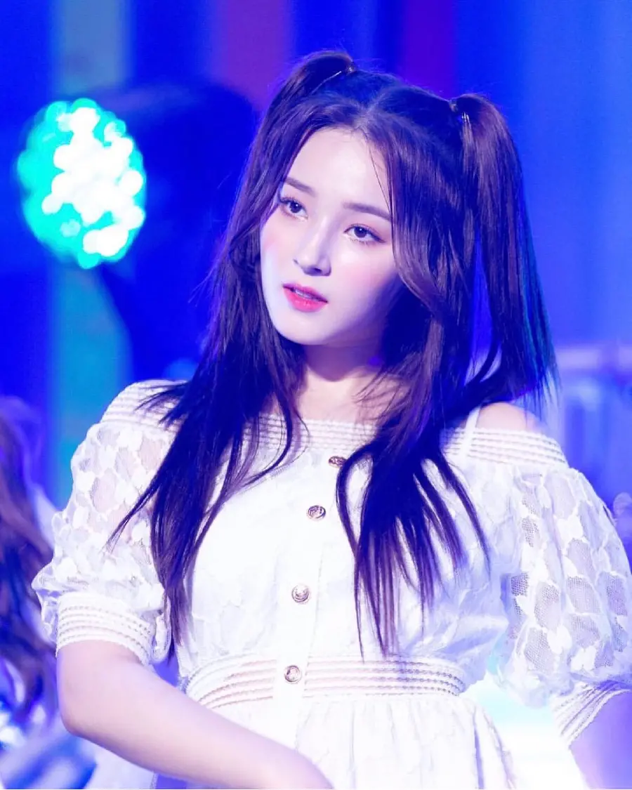 Photo of Nancy, a singer from the Korean group Momoland with rabbit hair