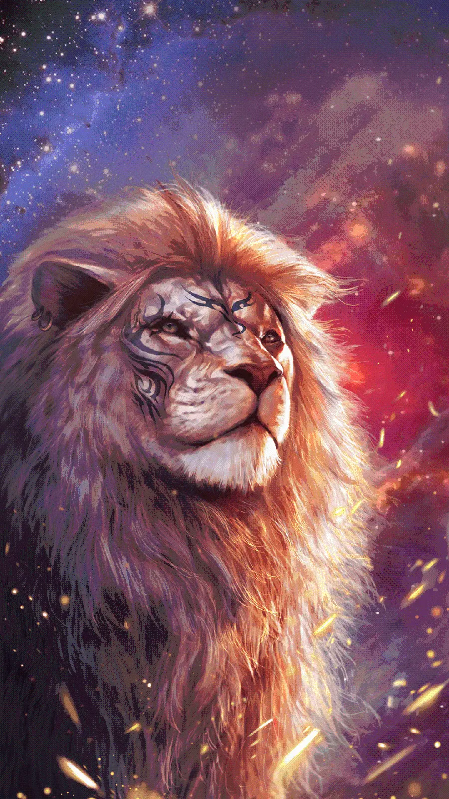 Imaginary wallpaper of a brave and courageous lion for iPhone