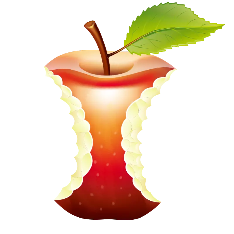 Free image of a bitten and eaten apple without background