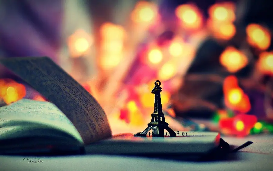 Miniature Eiffel Tower Picture in Paris, France, with a Lighted Background