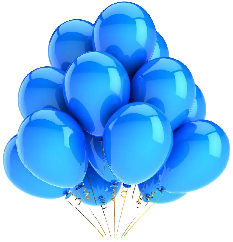 Cut Out Image of Blue Helium Balloon with White Background
