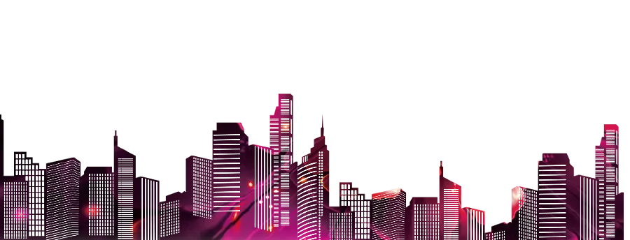Big city PNG image with a red color spectrum