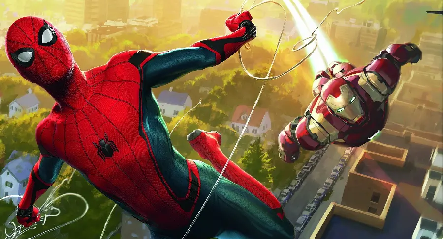 The most special image of Spider-Man and Iron Man from above