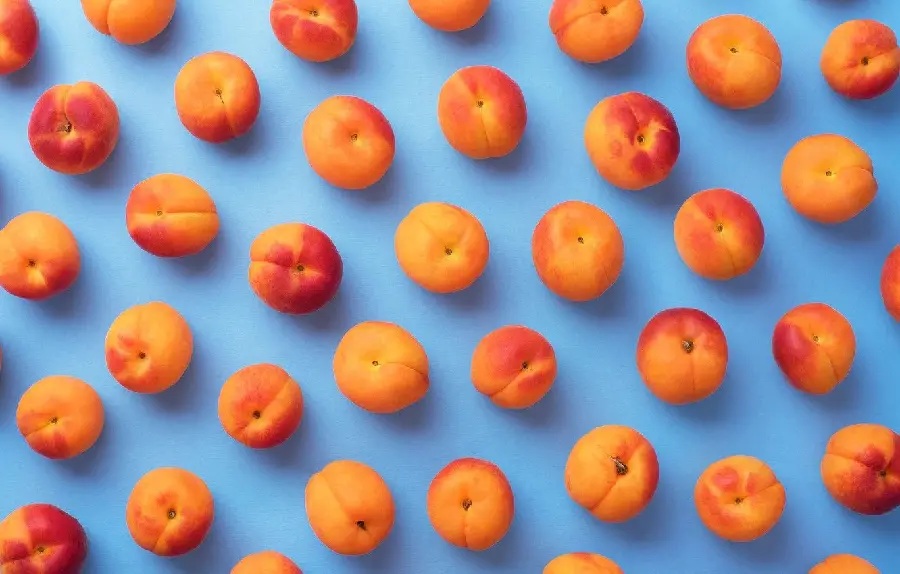 Very beautiful photo of delicious apricots on a blue cloth in high quality 