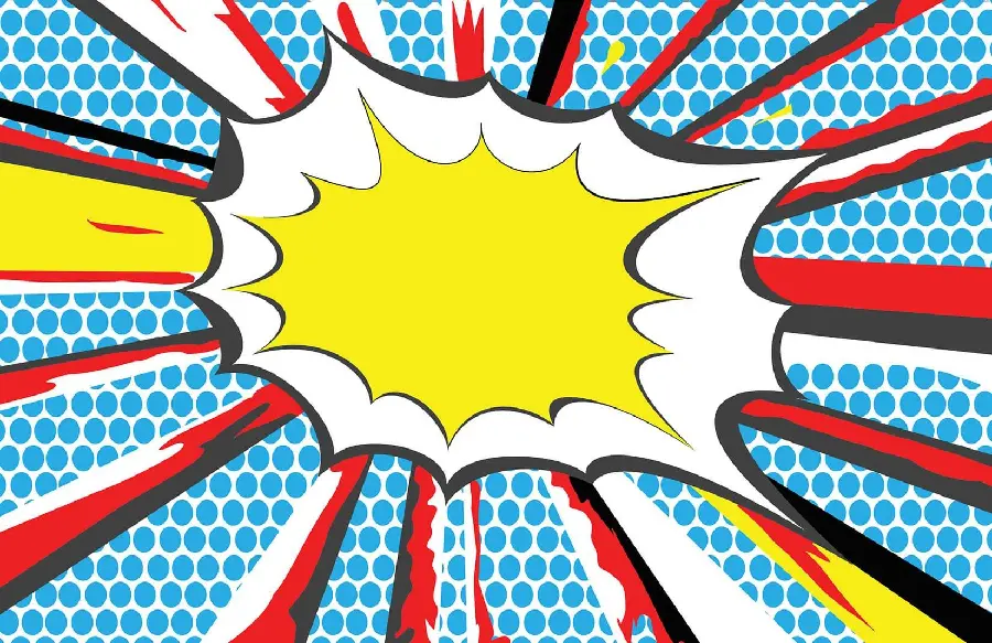 Comic book or comic images in pop art with comic strip stories