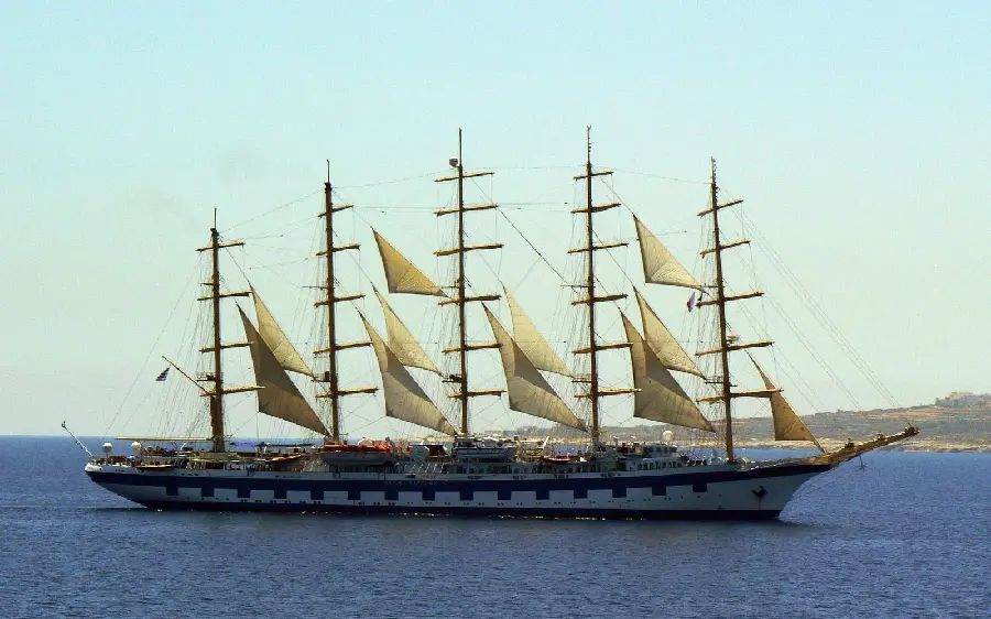 The background photo of an old and beautiful sailing ship for the laptop of sea lovers