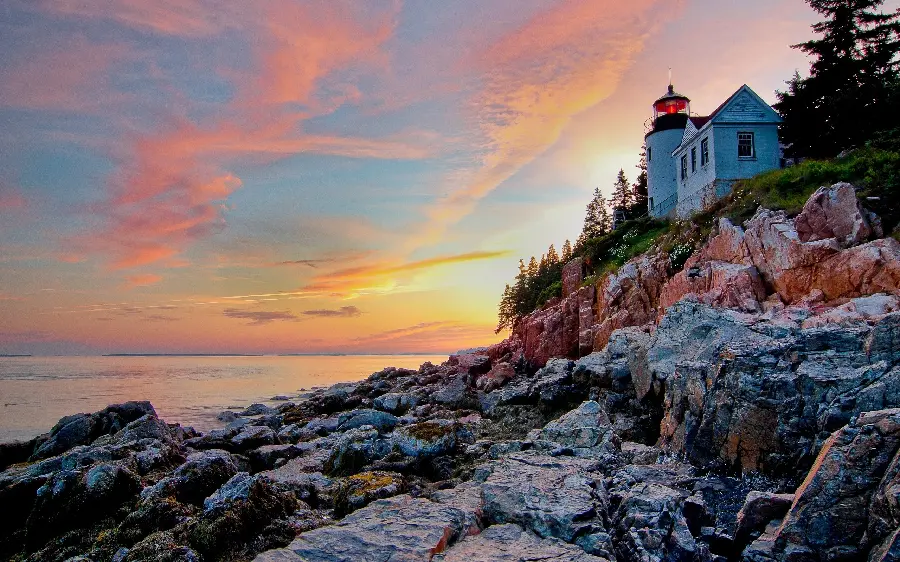 Attractive background image of a lighthouse at sunset 