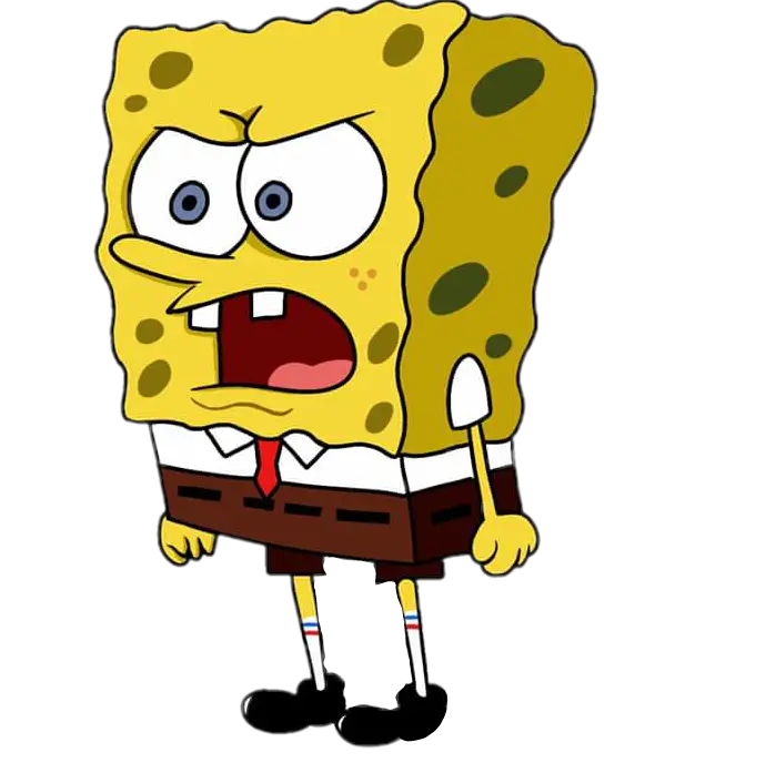 Funny vector of SpongeBob SquarePants with angry and demanding attitude