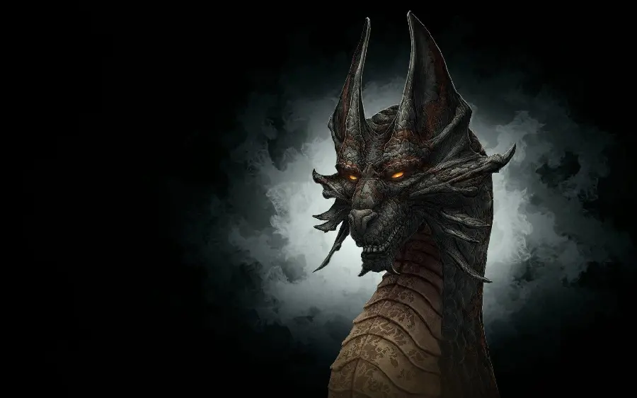 Unique beautiful background of a dragon with big bloody eyes 