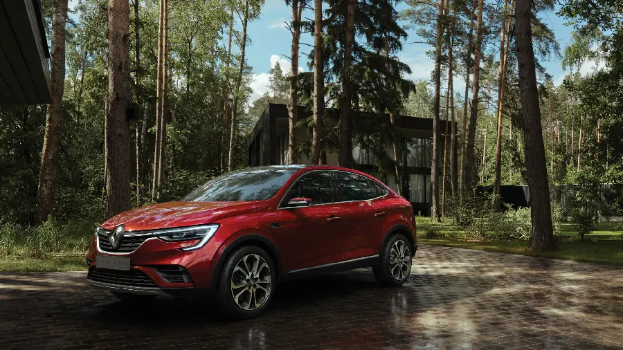 Incredibly beautiful wallpaper of a red car in the forest 