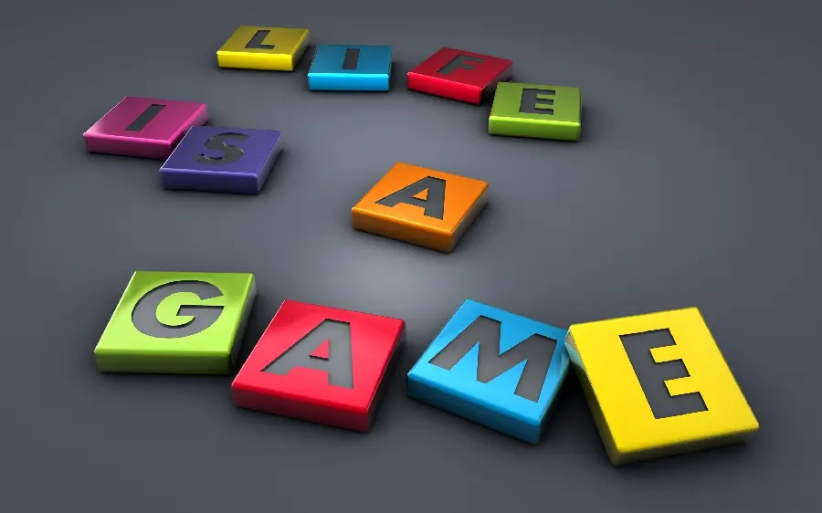 3D and artistic background with illustrated letters life is a game for site content production