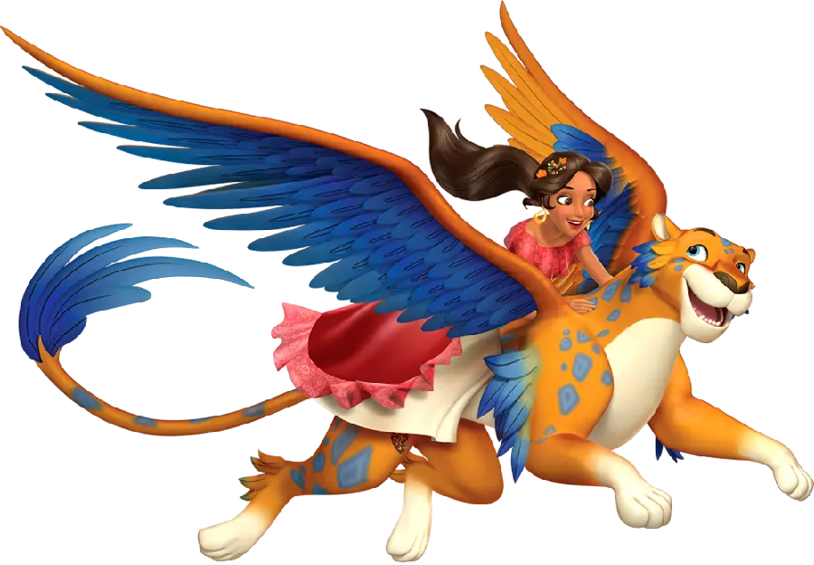 Download the PNG image of a flying animated tiger with a girl