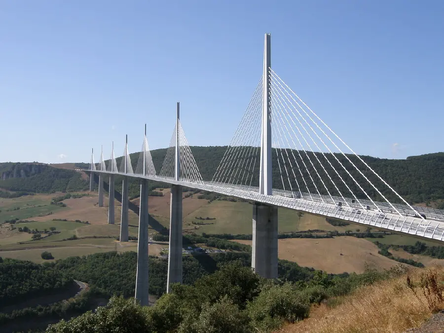 Amazing background of the most beautiful and highest Millau Bridge in France