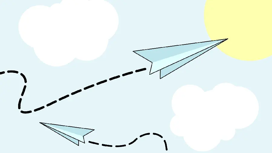 Cute and beautiful full hd background with paper airplane painting in the sky