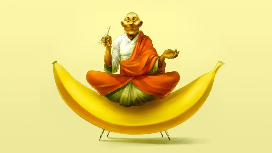 Fun and Fantasy Photo of a Man Sitting on a Banana 4k for Background