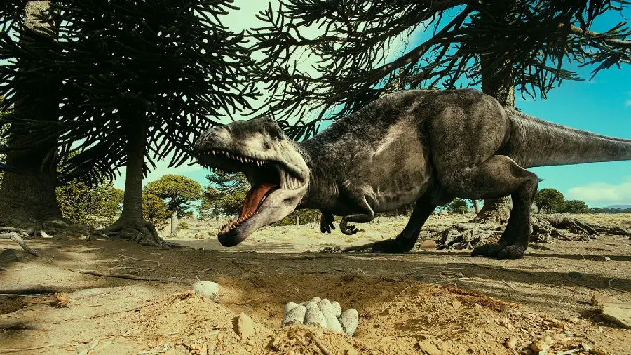 Picture of a terrible carnivorous dinosaur with small hands and a long tail