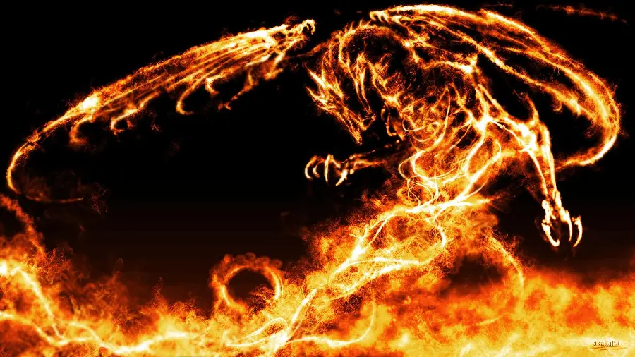 Fiery, Burning, and Destructive Dragon Wallpaper