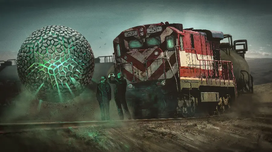 AI-generated photo of a space obstacle in the path of a locomotive