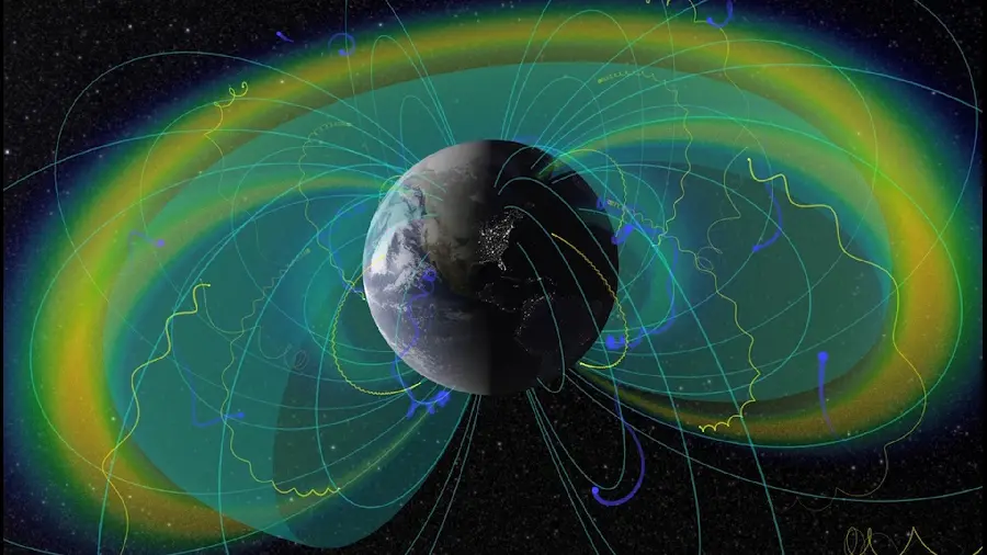 Photo of the Earth's green magnetic field suitable for virtual network profiles 