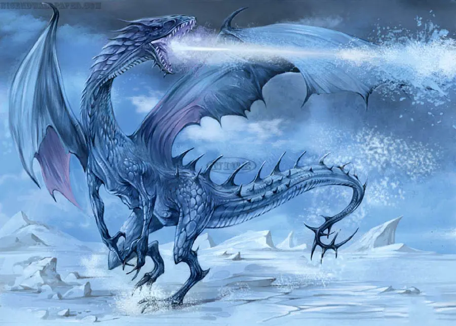 High-quality fantasy and cartoon ice dragon photo for background