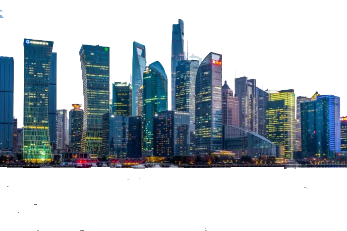 Download PNG image of a big city and tall buildings cut out 
