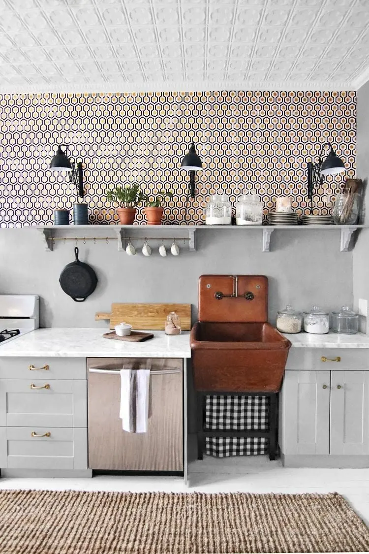 Super luxurious wallpaper of a small kitchen and new decoration 