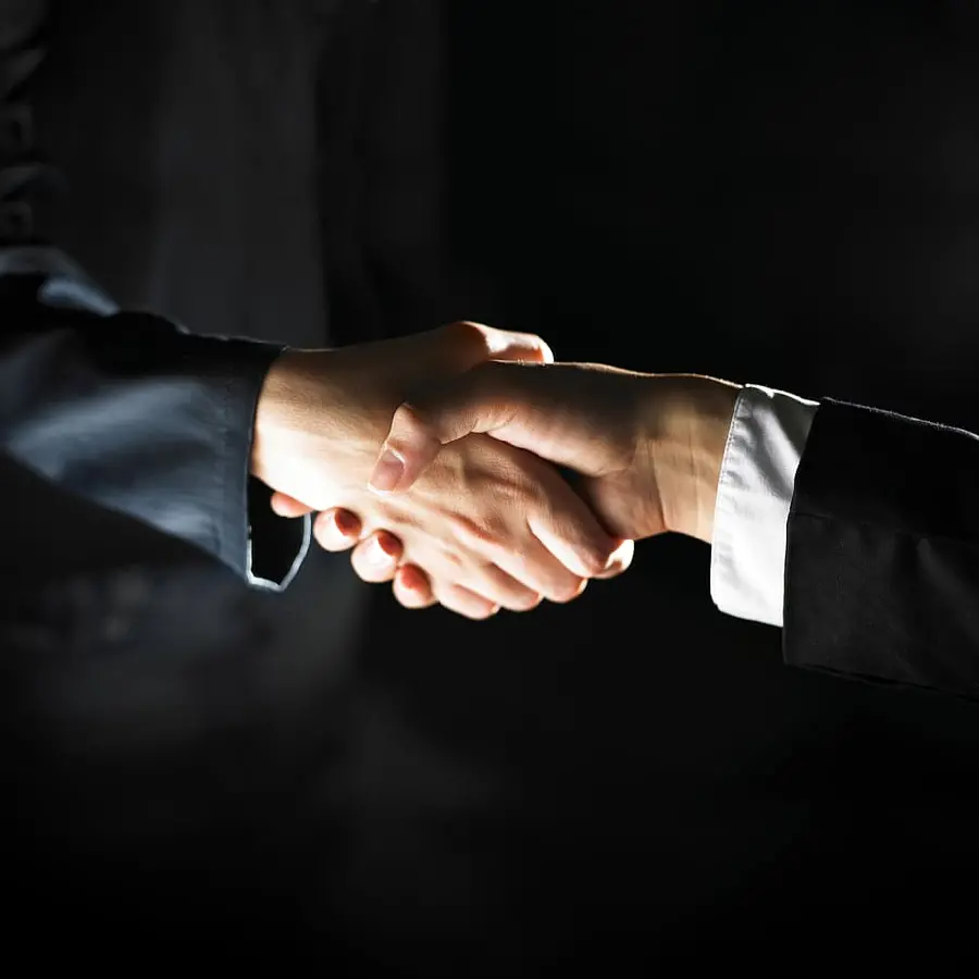 High quality photo of two people shaking hands to show cooperation
