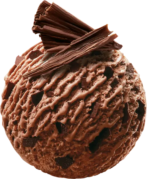 Free PNG image of a scoop of chocolate ice cream with cocoa 