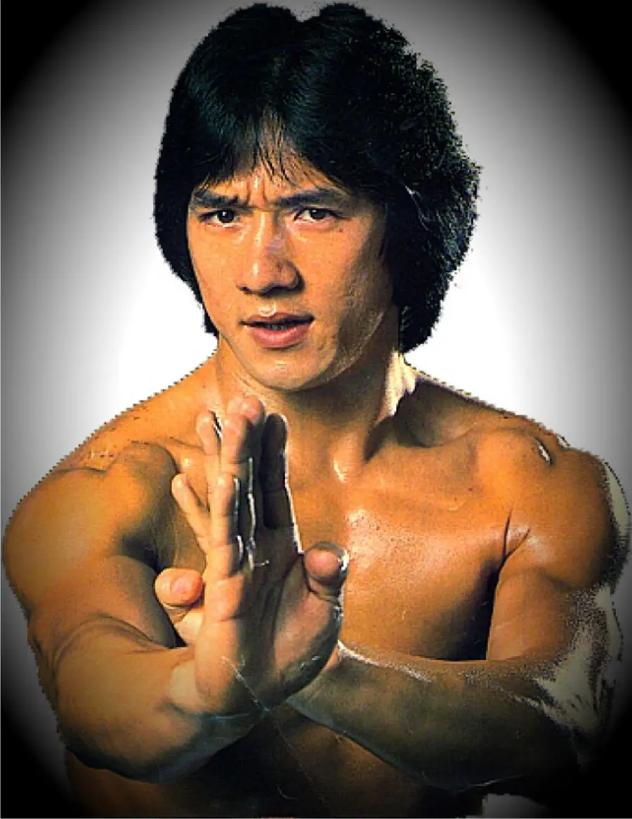 Stock image of Jackie Chan, the masterpiece of martial arts action movies in cinema and the most famous martial artist