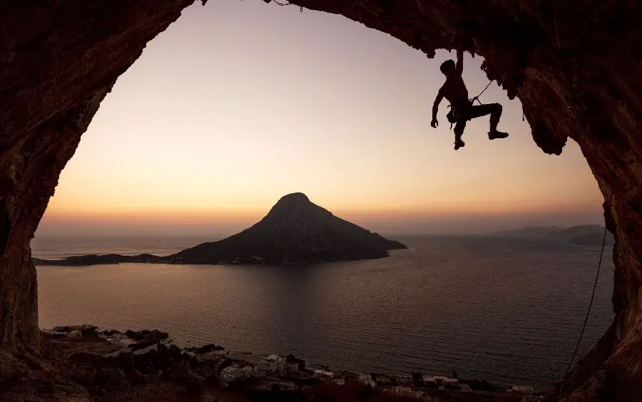 Amazing artistic photo of a rock Spectacular and strange climbing 