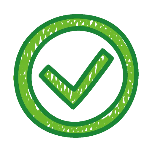 A beautiful and intimate green check mark image with hatching in png format
