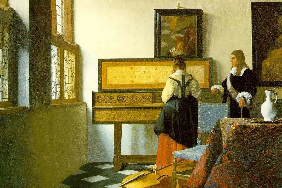 Full HD image of the painting Class by Johannes Vermeer, a famous Dutch painter