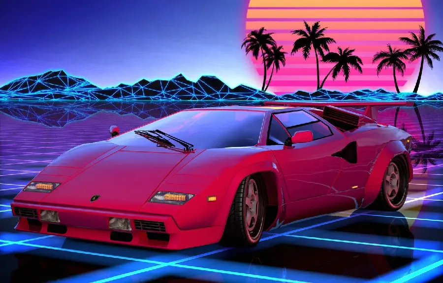 Amazingly beautiful boyish wallpaper of a red neon car 