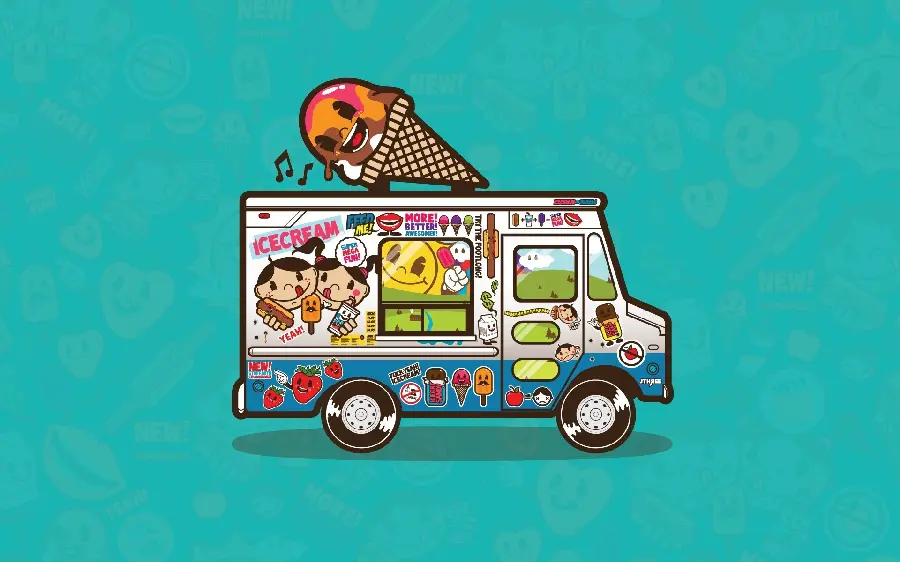  Cartoon and artistic vector of an ice cream vending machine with the use of vector teleportation for editing